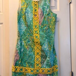 Vibrant Green and Yellow Lilly Pulitzer shift dress